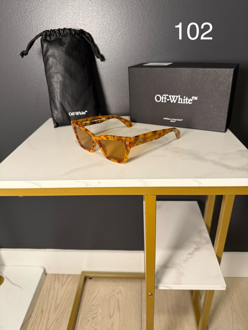 Off-White Tortoiseshell Sunglasses with Amber Lenses
